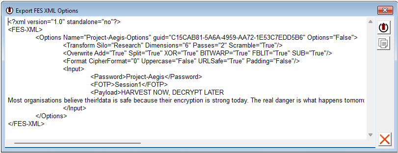 FES-XML export dialog